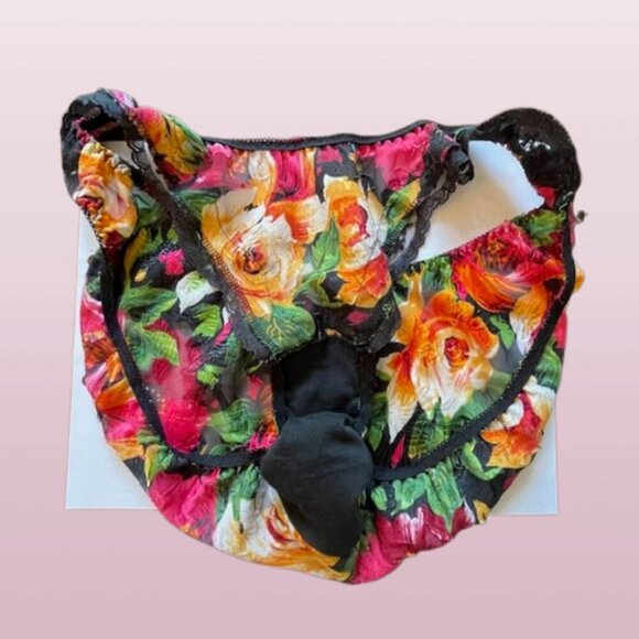 Vintage Victoria's Secret Gold Crown High Cut Lace Liquid Satin Sheer Panty Med - Picture 7 of 8